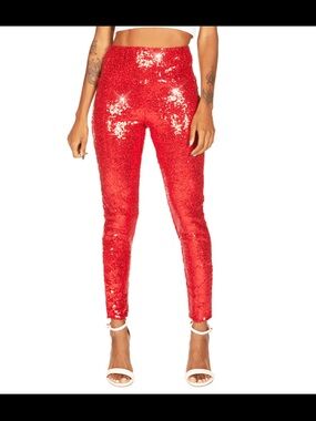 Tipsy Elves Red Sequin Skinny Pants
